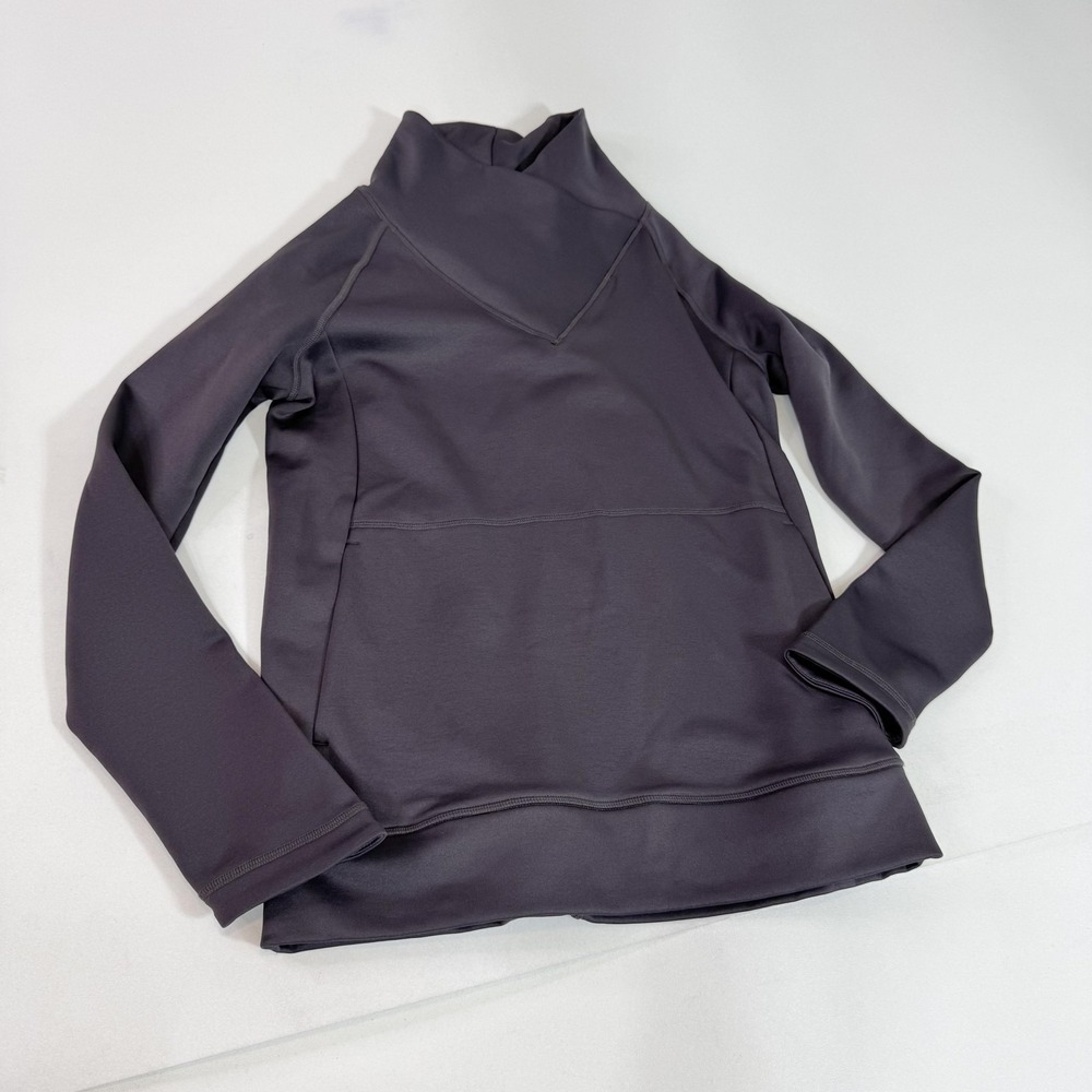 Indygena Sweatshirt Womens Small Gray Funnel Neck Pullover Activewear Stretch